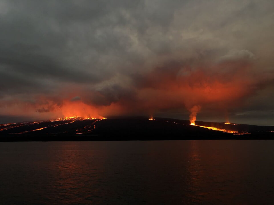Volcanic eruption at Galapagos islands