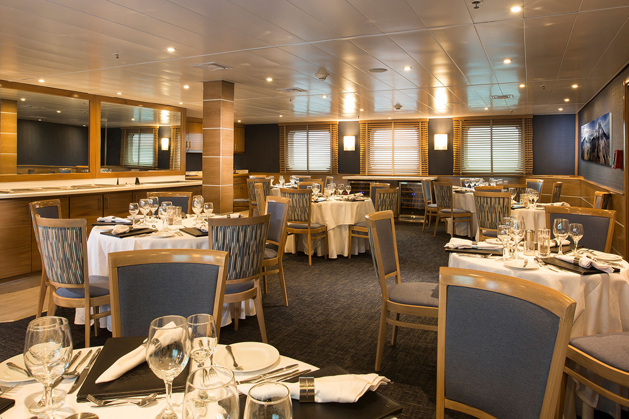 Restaurant aboard Yacht Isabela II
