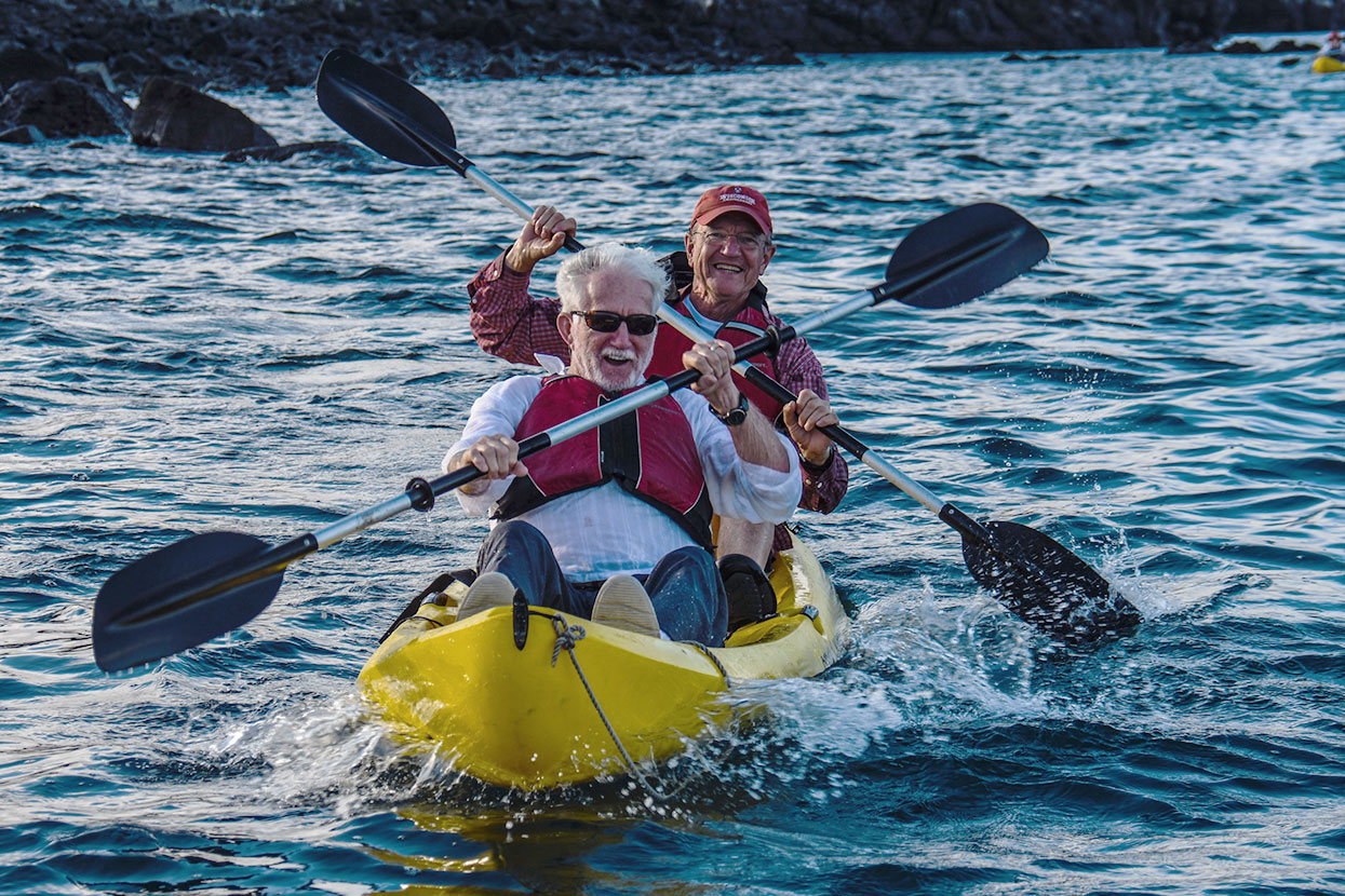Guests having fun while kayaking